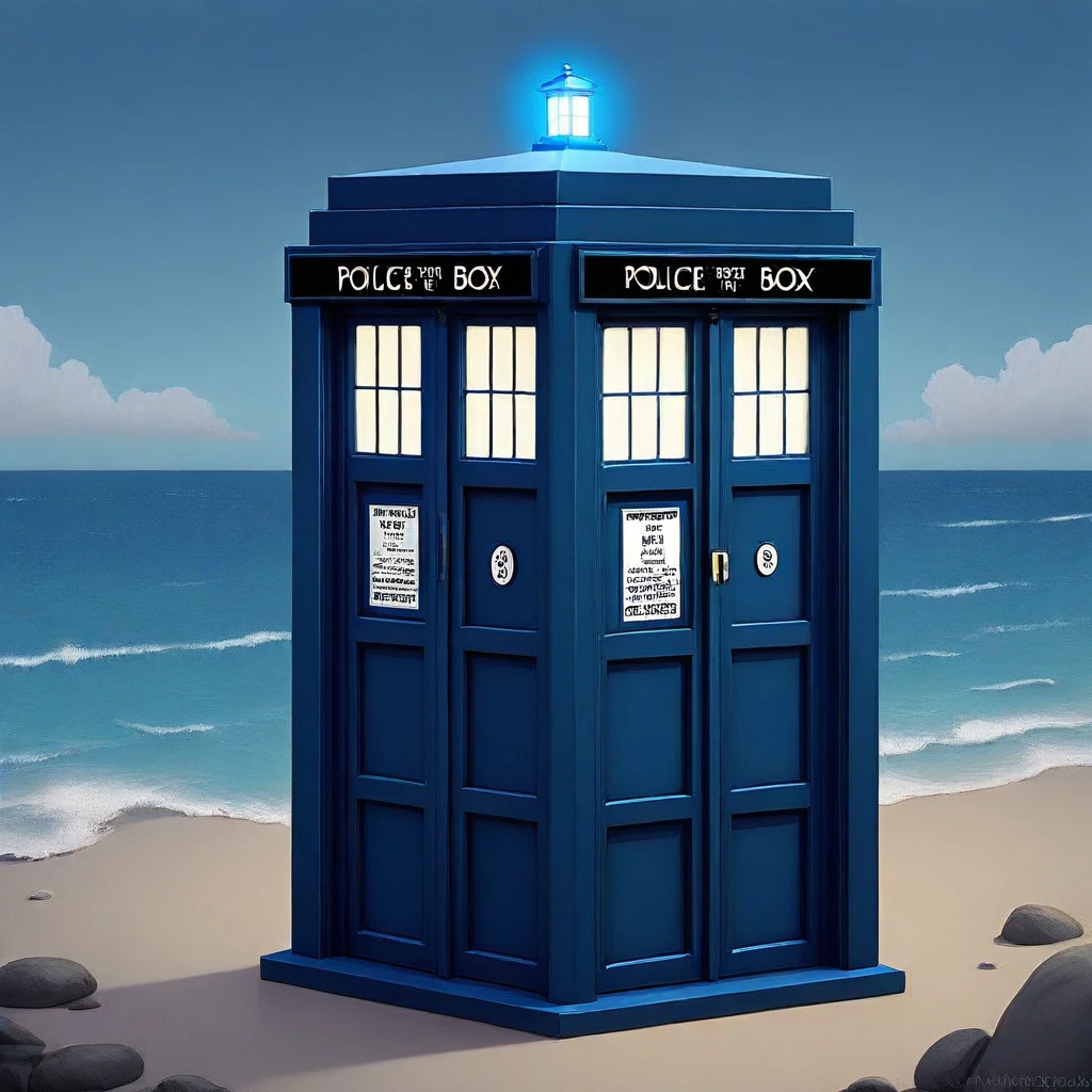 tardis, door, ocean