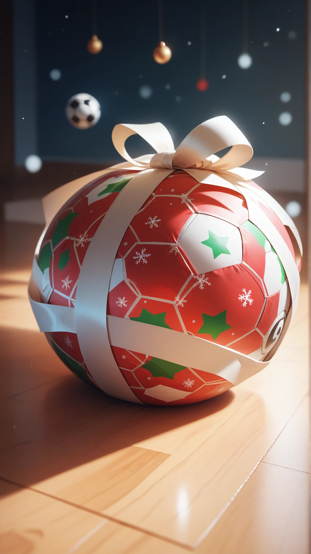 score_9, score_8_up, score_7_up, score_6_up, score_5_up, a ChristmasWrapped soccer ball. entirely wrapped up in christmas wrapping paper.
<lora:ChristmasWrappedPDXL:0.8>