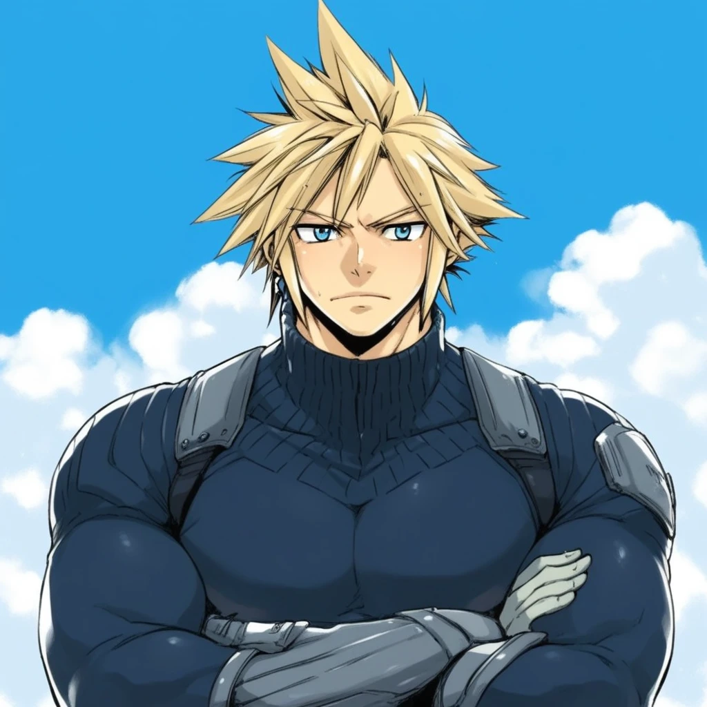 HiroMashima, 1boy, very handsome man, 1boy, cloud_strife, 3AV, 3AV Supreme, score_9, score_8_up, score_7_up, masterpiece, best_quality