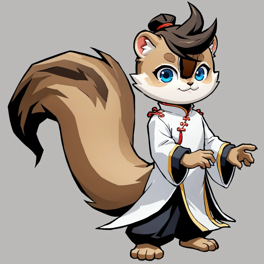 <lora:GunfireMomo:1> gunfiremomo, squirrel, chinese clothes, male, furry, squirrel tail, blue eyes