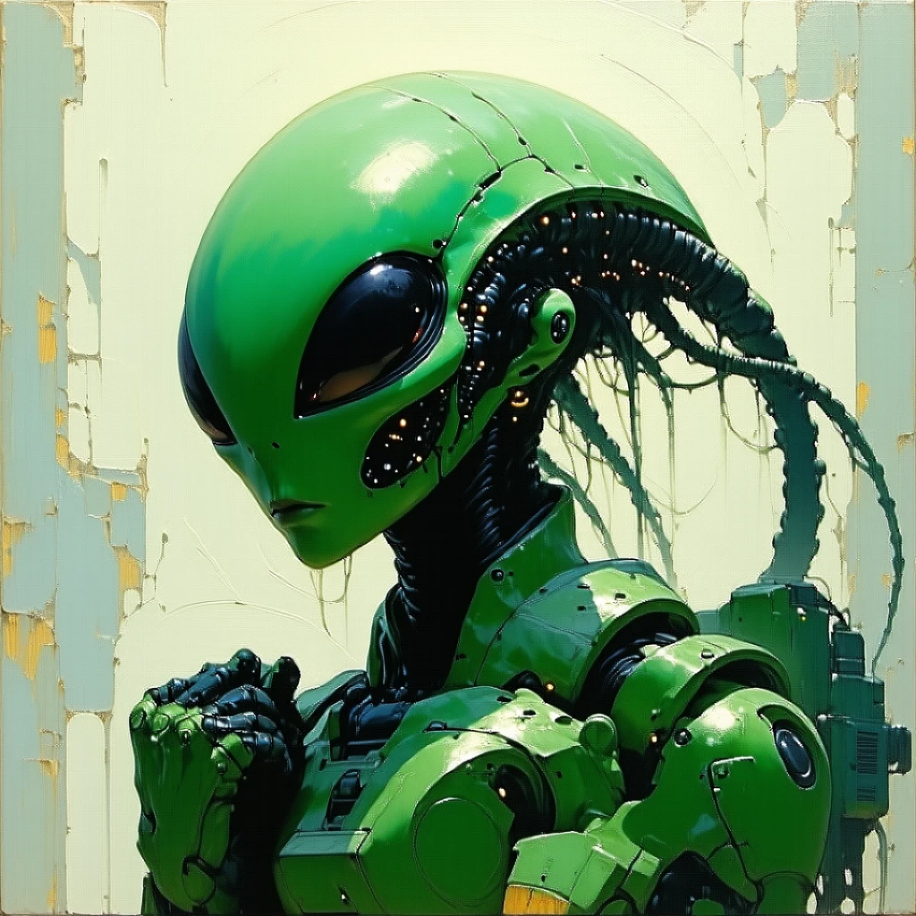 abstract-sart alien female in a spacesuit with tentacles instead of hair