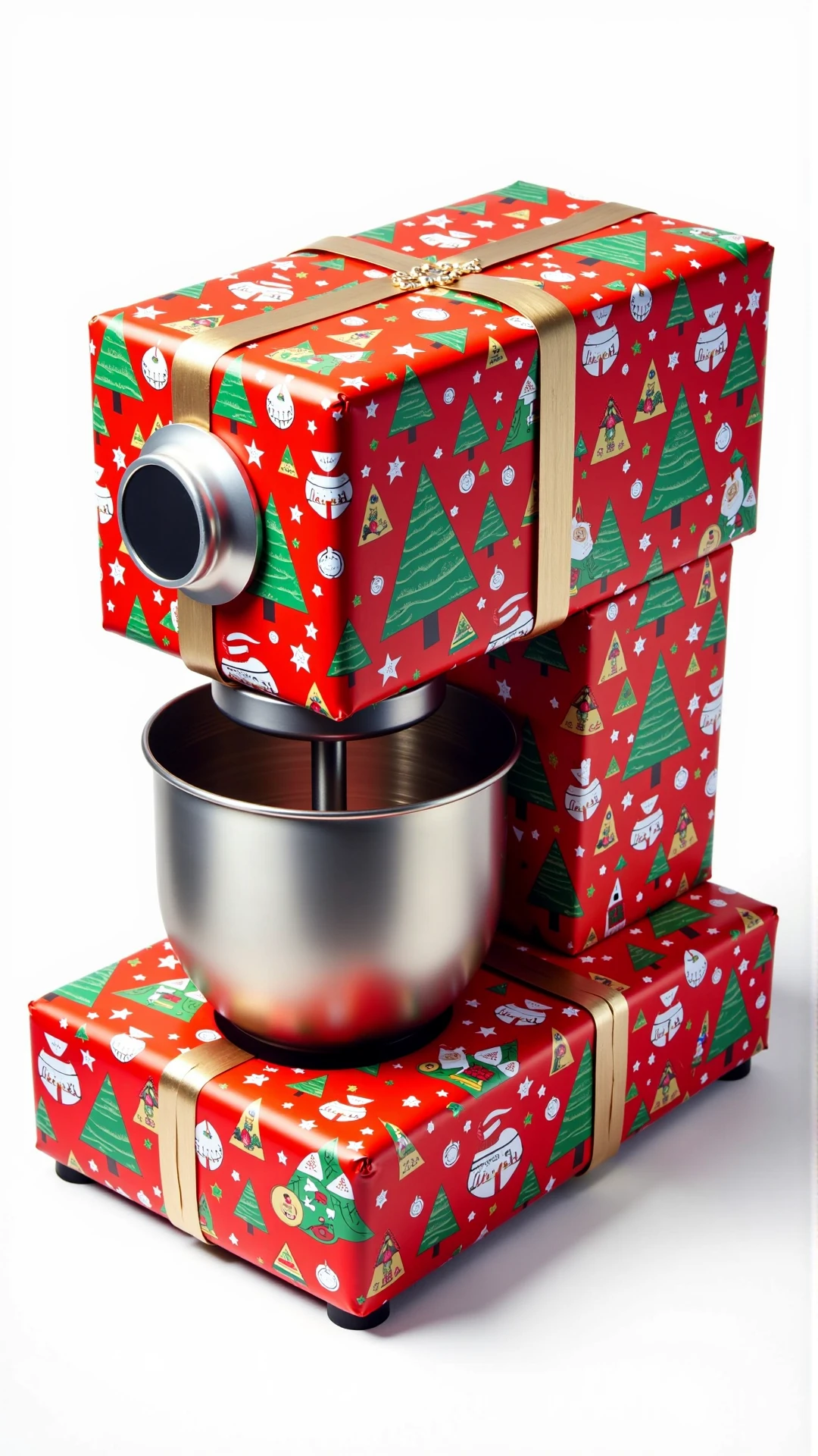 A photo of a ChristmasWrapped Mixer. It is entirely wrapped up in christmas wrapping paper.
<lora:ChristmasWrappedFlux:0.7>