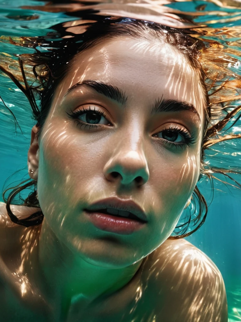 A high resolution photo of a realistic beautiful stunning (Woman) (Dread Furrowed brows and a slow shake of the head while looking away apprehensively.),infront theres a person (Swimming: Moving through water using limbs.)) , (dynamic:1.1), sun rays,, (taken by 7.5mm fisheye lens:1.1) (looking to the right) the background is ()
=. Epic dynamic lighting . =vibrant, highly detailed, psychedelic
 = ((Vivid, HDR, Canon50, 8K, Hyper Realistic, Dramatic, Epic, Dynamic Contrast, Cinematic Lighting)) (((Zoomed Out, Far away Shot))) = 
<lora:juggernautXL_version6Rundiffusion:0.8> <lora:crystalClearXL_ccxl:0.8> ((Vivid, Epic, Dynamic contrast)) (((Zoomed out, Far away shot, In frame)), 
 <lora:extremely_detailed:0.8> extremely detailed <lora:atlantysUltimanimeXL_atlasAtlantys:0.8>, - Generate images with sharp edges and fine details.
- Produce high-resolution images with no blurriness or distortions.
- Create images with clear and well-defined subjects.
- Ensure that the output images have crisp lines and distinct features.
- Generate images with vibrant colors and accurate tones.
- Avoid noise or artifacts in the generated images.
- Focus on producing clear textures and patterns in the images.
- Emphasize clarity and definition in all aspects of the generated images.
- Prioritize the sharpness and clarity of the main subjects in the images.
- Optimize the AI model to produce clear and visually appealing images., By art germ, Wlop