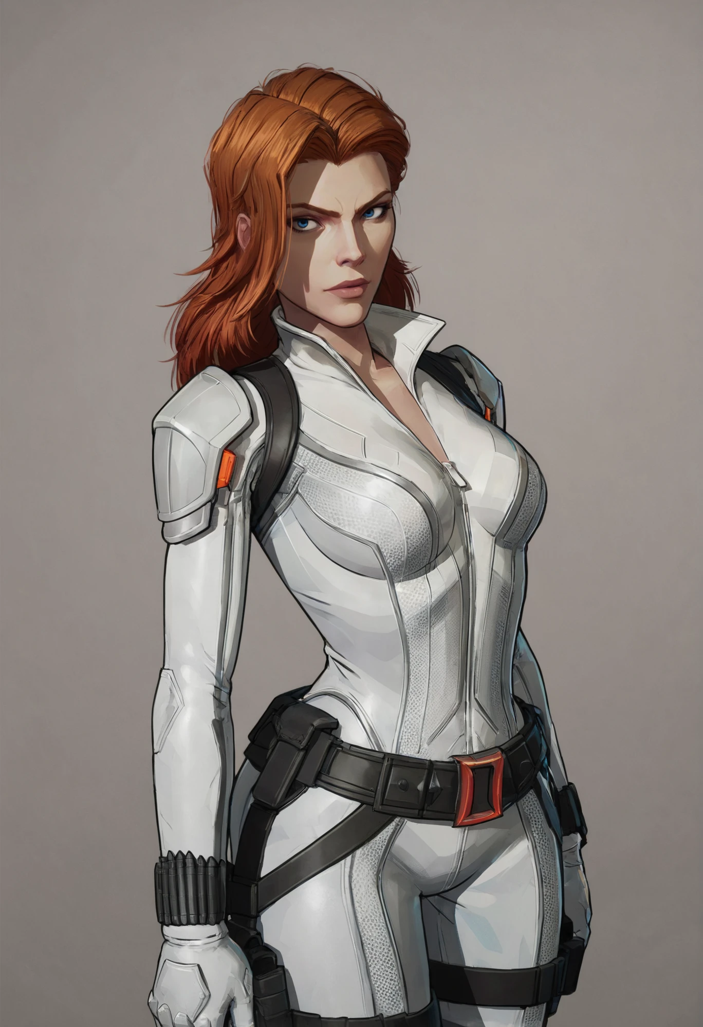 score_9, score_8,score_7, score_6,perfect quality, best quality, skin texture, 1girl, indoors, cowboy shot, medim breasts, sexy, looking at viewer, <lora:gotonai_widow_mcu:0.7> gotonai_black_widow, white bodysuit, red hair, blue eyes,cowboy shot, sexy pose,(white background,simple background:1.3), <lora:PhilBourrassaXLLocon:0.6> <lora:incase-ilff-v3-4:0.4>