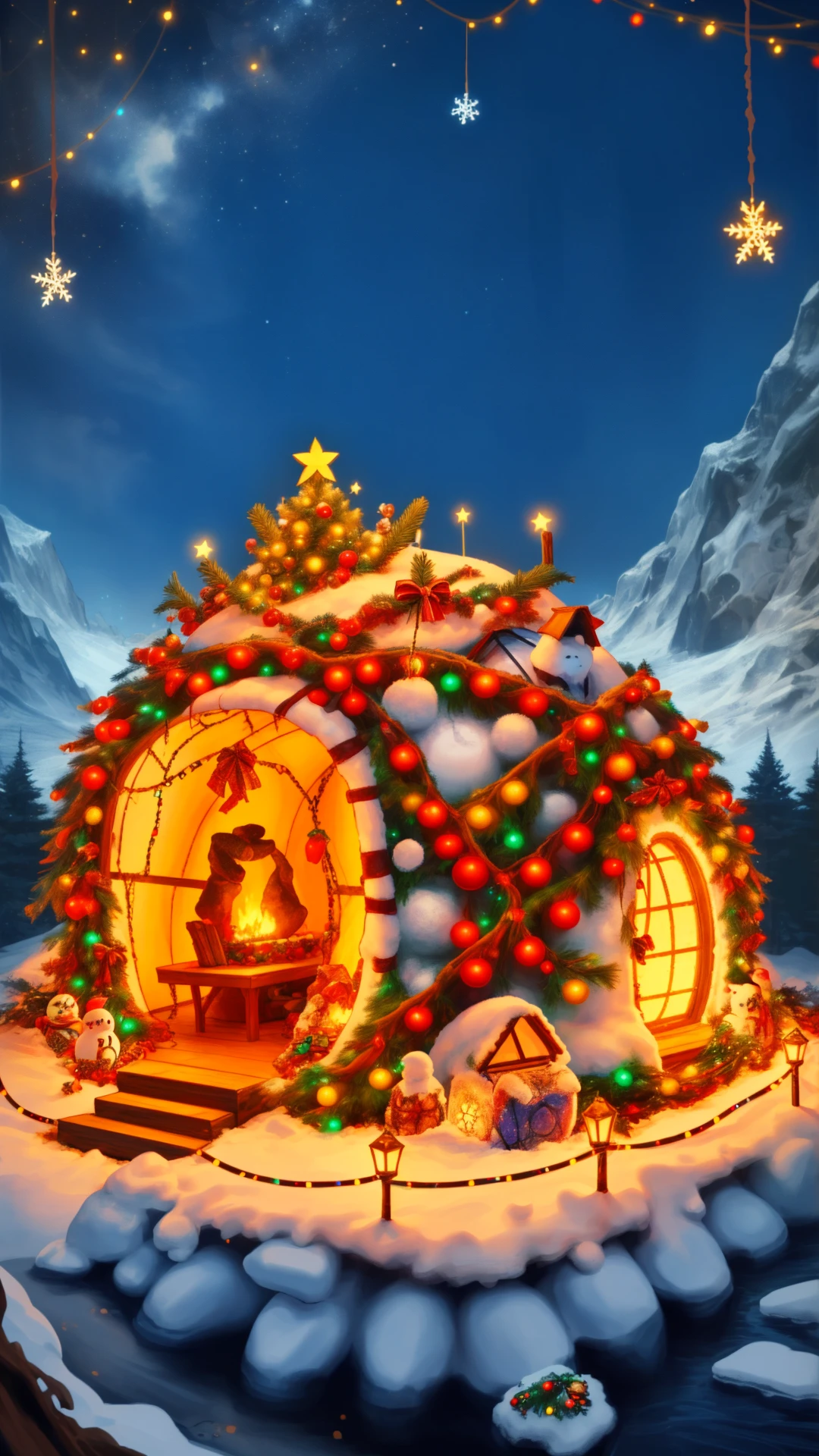 A photo of a ChristmasLightsStyle Igloo. <lora:ChristmasLightsStyleSD15:0.9>