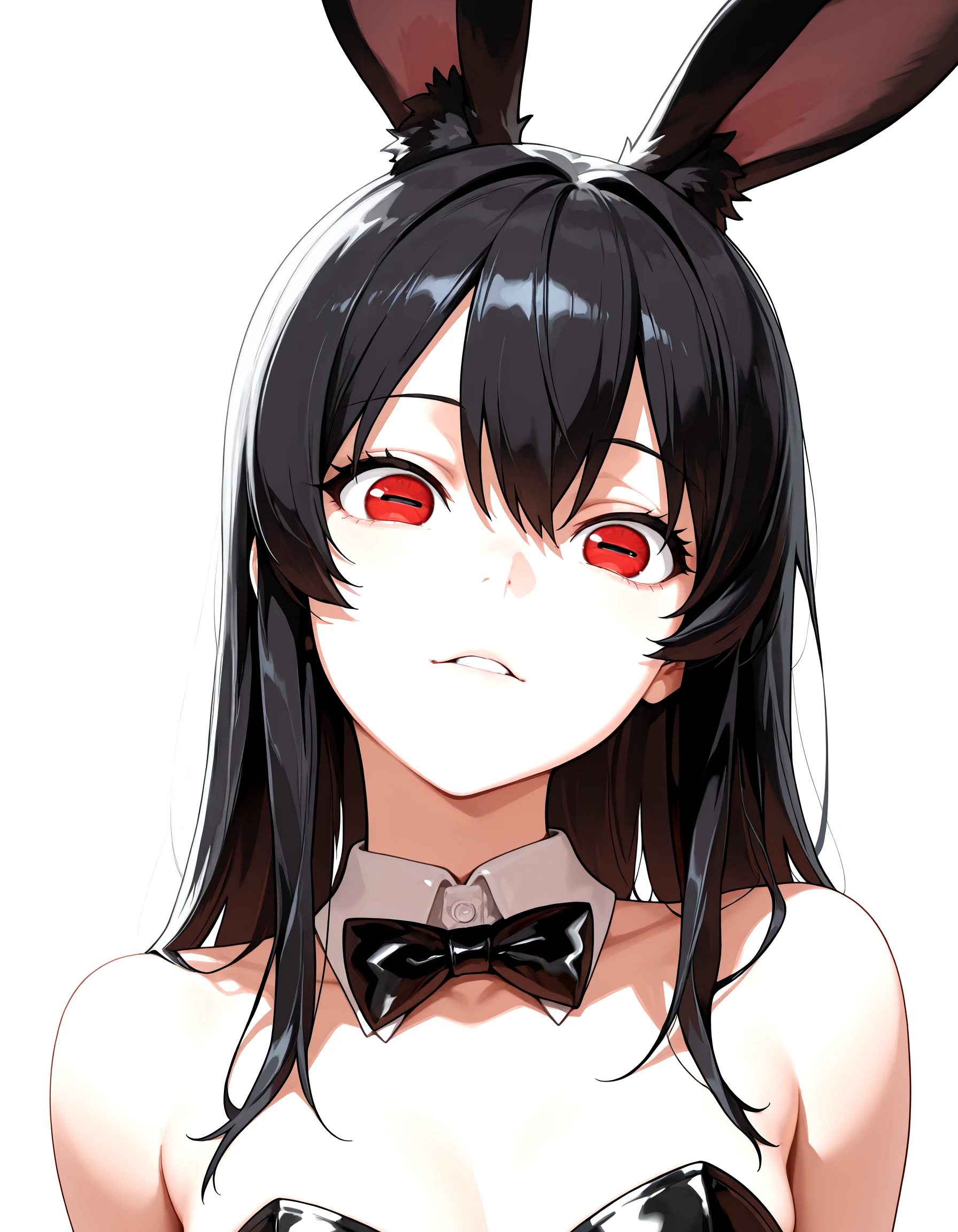 <lora:HorizontalPupilsIllust_epoch_9:0.99>horizontal_pupils, black_hair, rabbit_ears, head_tilt,, masterpiece,best quality,absurdres, amazing quality