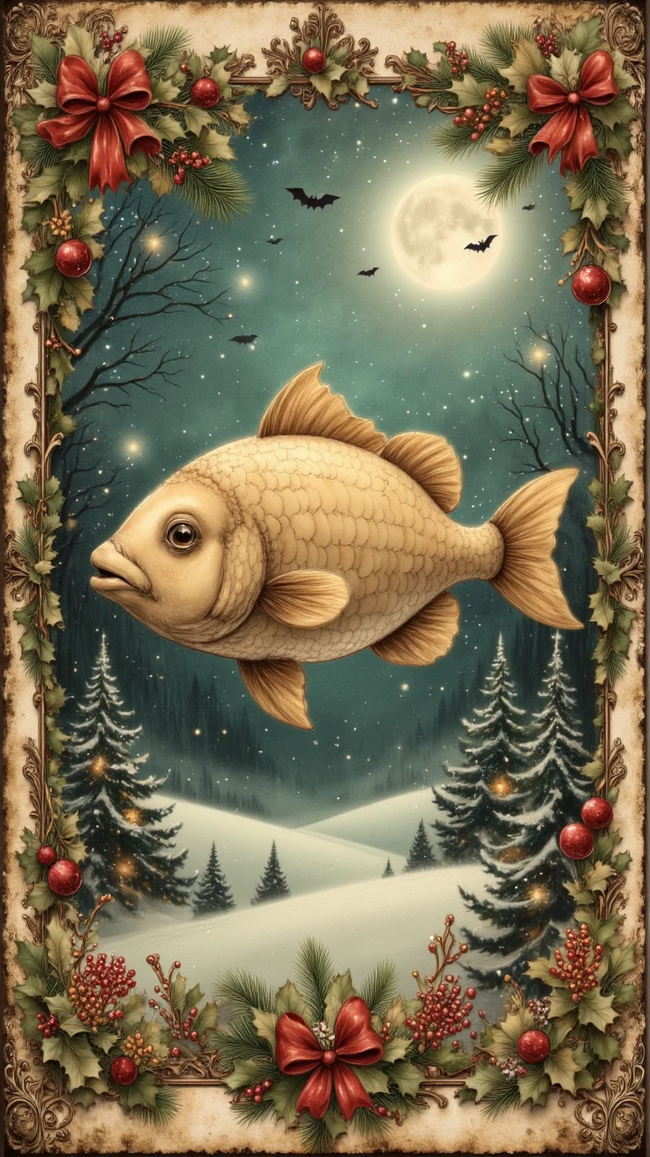 Anglerfish, soft light, aidmavintagechristmaspaper