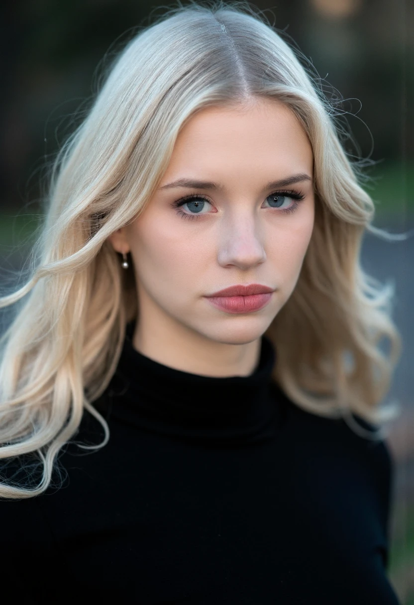 {    "T5": "The image is a close-up portrait of Berticuss, a young woman with a serene expression. The photo will be taken using a high-quality DSLR camera, specifically a Canon EOS 5D Mark IV, with a 50mm lens and an aperture of f/1.4 to create a shallow depth of field, blurring the background and emphasizing Berticuss's face. The film used will be a low ISO, around 100, to minimize grain and ensure a sharp, detailed image. Berticuss is wearing a sleek black turtleneck sweater that contrasts with her bright blonde hair, which falls in soft waves around her face. Her style is minimalist and elegant, with a focus on her natural beauty. The overall mood of the image is calm and introspective, with a neutral background that doesn't distract from the subject. The setting is a quiet, naturalistic environment with a soft, diffused light that accentuates Berticuss's features. The art style is reminiscent of classic, high-fashion photography, with a focus on simplicity, elegance, and attention to detail.",    "CLIP": "close-up portrait, young woman, blonde hair, black turtleneck, minimalist, elegant, calm, introspective, natural light, soft focus, shallow depth of field, Canon EOS 5D Mark IV, 50mm lens, f/1.4 aperture, low ISO" }