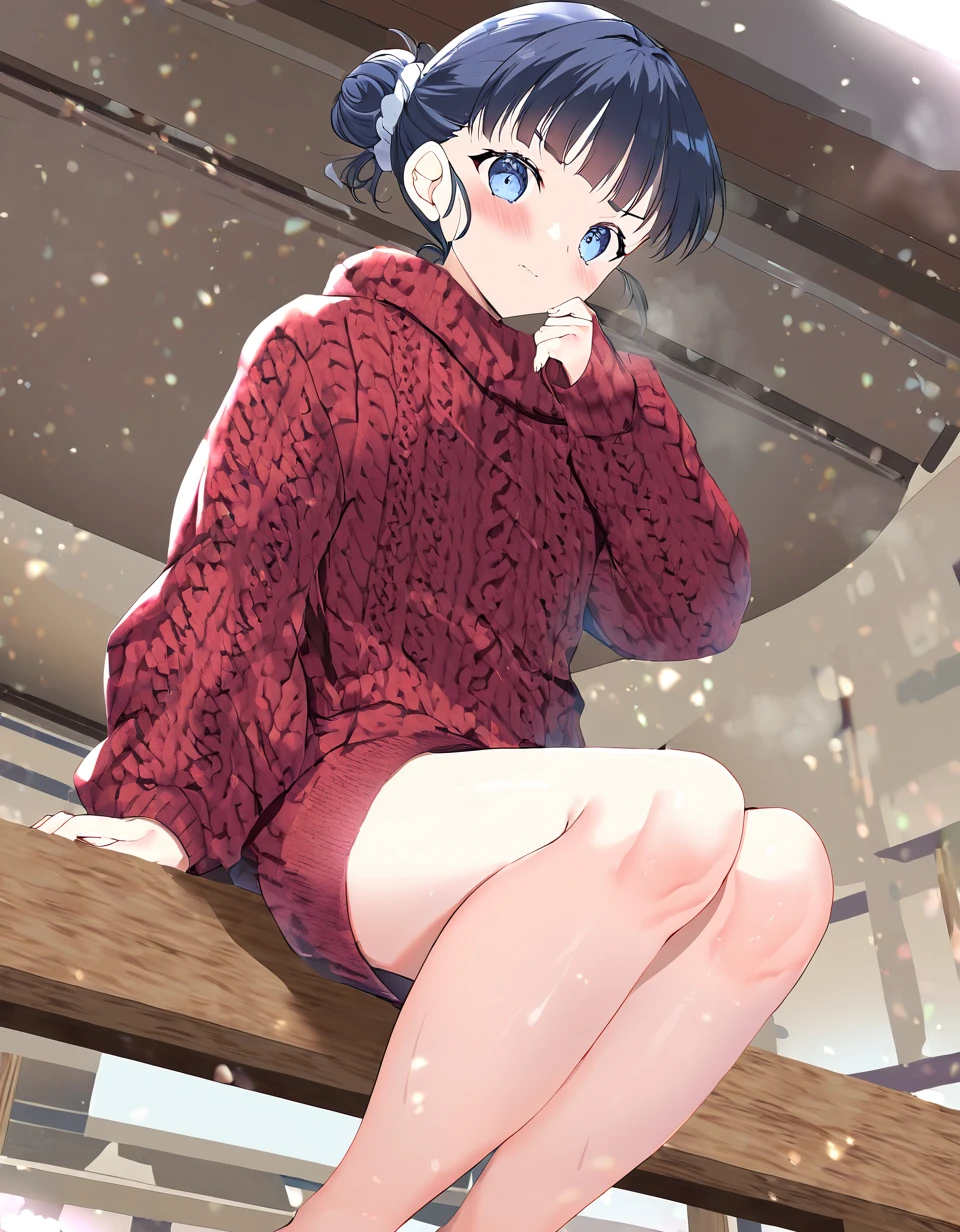 1girl, basori tiara, make heroine ga oo sugiru!, <lora:na_basori_tiara_r32:1.0>, ((red winter sweater)) solo, (masterpiece), best quality, amazing quality, very aesthetic, absurdres, newest, artist: mikeou <lora:animagine_fixhand_v1:1.1>