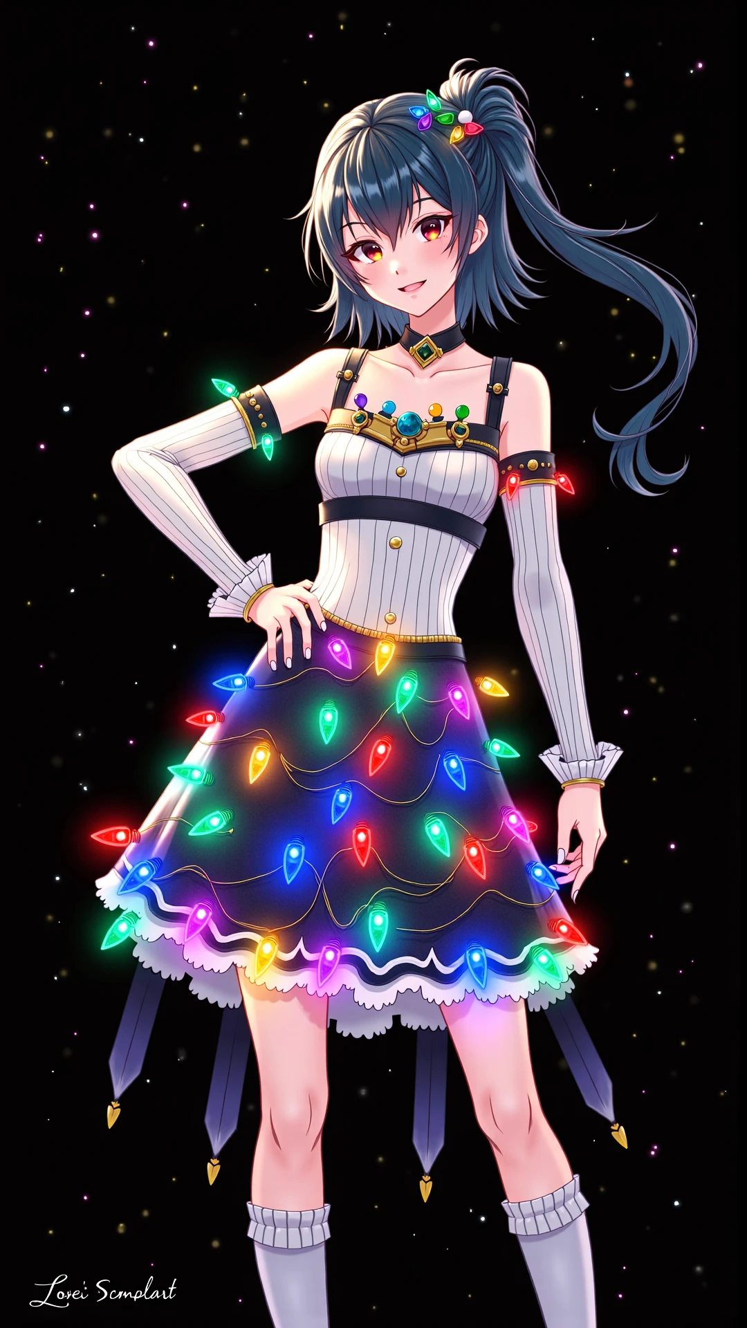 A beautiful render of a ChristmasLightsStyle Skirt. 
<lora:ChristmasLightsStyleFlux:0.7>