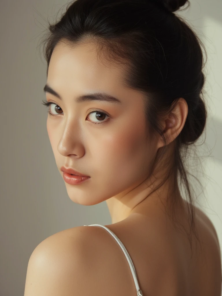 There are wonderful studio lights and various reflections,
her thin face is very delicate,(her waist is very thin :1.3),skin naturally showing the texture of blood vessels,
detailed pale skin,
the sidelight outlines her sexy body curves,
--,
<lora:linwang_f1_rank2_bf16:0.9>,
--,
--,,