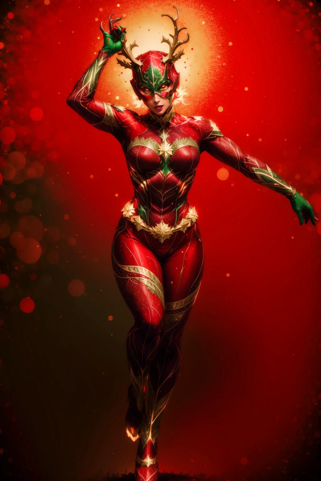 V3Xmas painting of a woman, superhero, action shot, action pose, at night, <lora:hairdetailer:0.47>, artistic, textures <lora:add_detail:0.5> <lora:boldline:0.2>