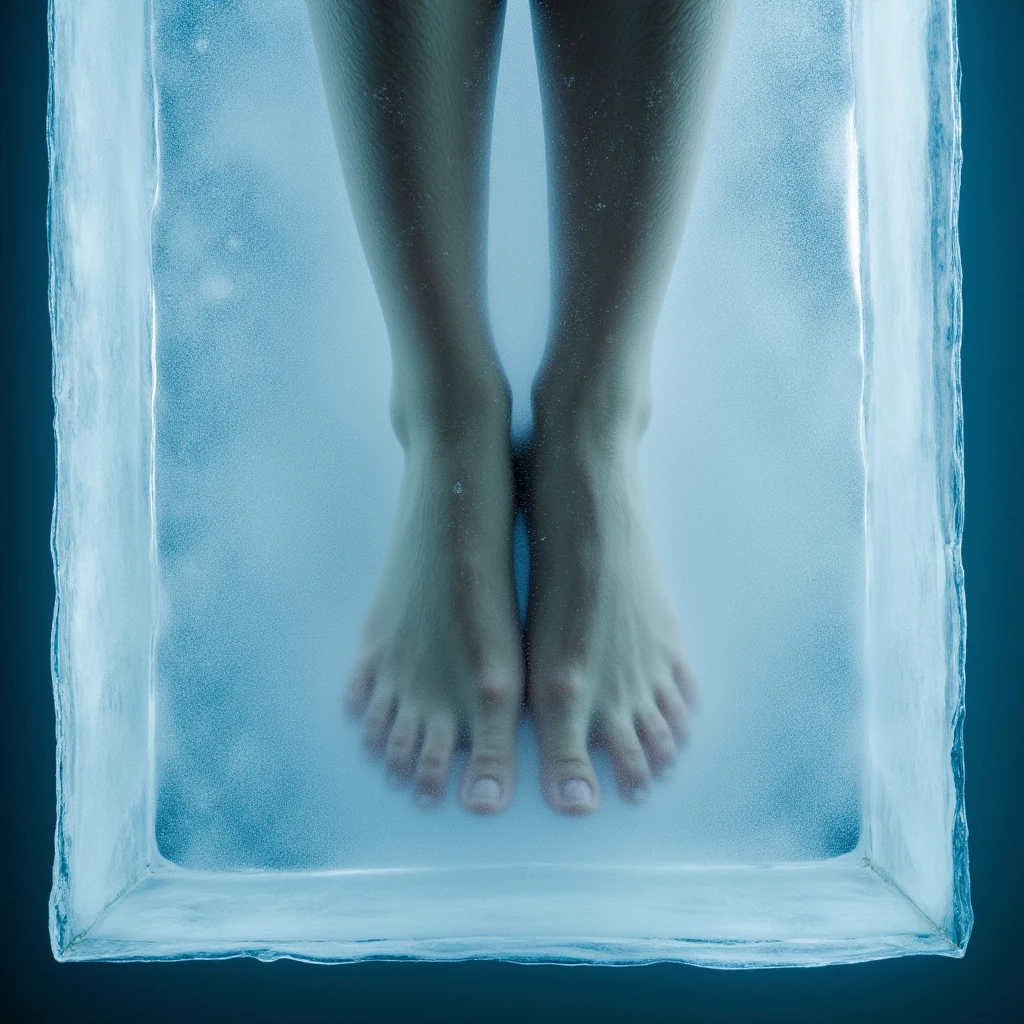 Hyperrealistic art of <lora:Cryonics style v1:0.9>
Cryonics a person's feet frozen in a block of ice, solo, barefoot, water, feet, toes, close-up, foot focus, photorealistic, closeup
, Extremely high-resolution details, photographic, realism pushed to extreme, fine texture, incredibly lifelike