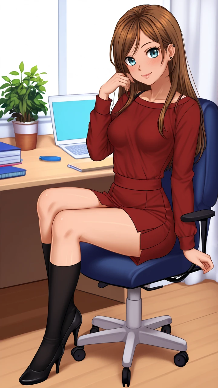 score_9, score_8_up, score_7_up, full_body, medium_breasts, perfect_body,
1girl, 18_years_old, brown_hair, long_hair, hair_long_to_waist, blue_eyes, blush, simple_sincere_smile, looks_at_viewer, closed_lips
office_clothes, skirt,
 <lora:lgg_stasya_SEv1.0:0.75> lgg_stasya person