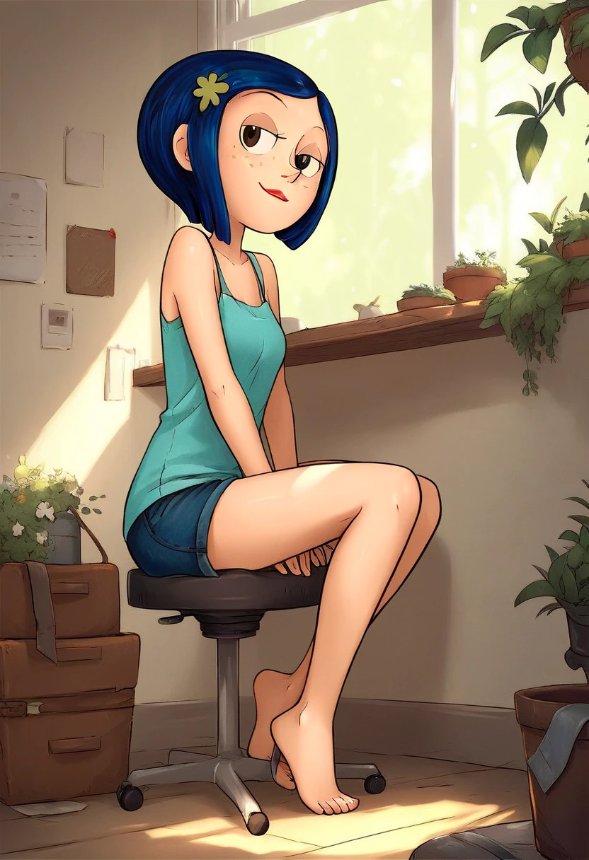 score_9, score_8_up, score_7_up, score_6_up, score_5_up,  1girl, solo, full body,
(source_cartoon),
<lora:Coraline - Garabatoz Style:1>
Coraline_Garabatoz, freckles, brown eyes, blue hair, short hair, hair ornament,
indoors,
<lora:Expressive_H:0.7> Expressiveh,
<lora:add-detail-xl:0.9>