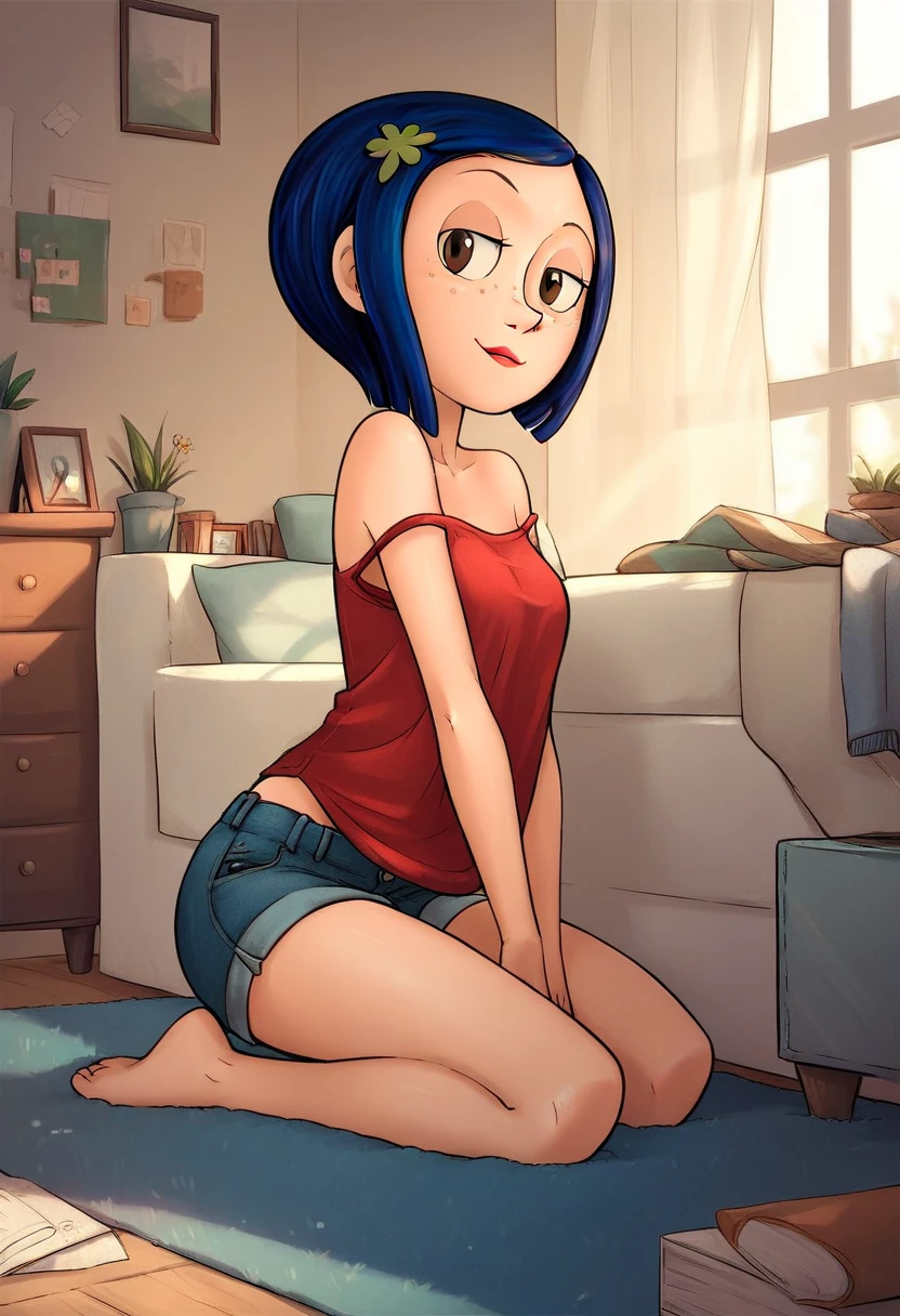 score_9, score_8_up, score_7_up, score_6_up, score_5_up,  1girl, solo, full body,
(source_cartoon),
<lora:Coraline - Garabatoz Style:1>
Coraline_Garabatoz, freckles, brown eyes, blue hair, short hair, hair ornament,
indoors,
<lora:Expressive_H:0.7> Expressiveh,
<lora:add-detail-xl:0.9>