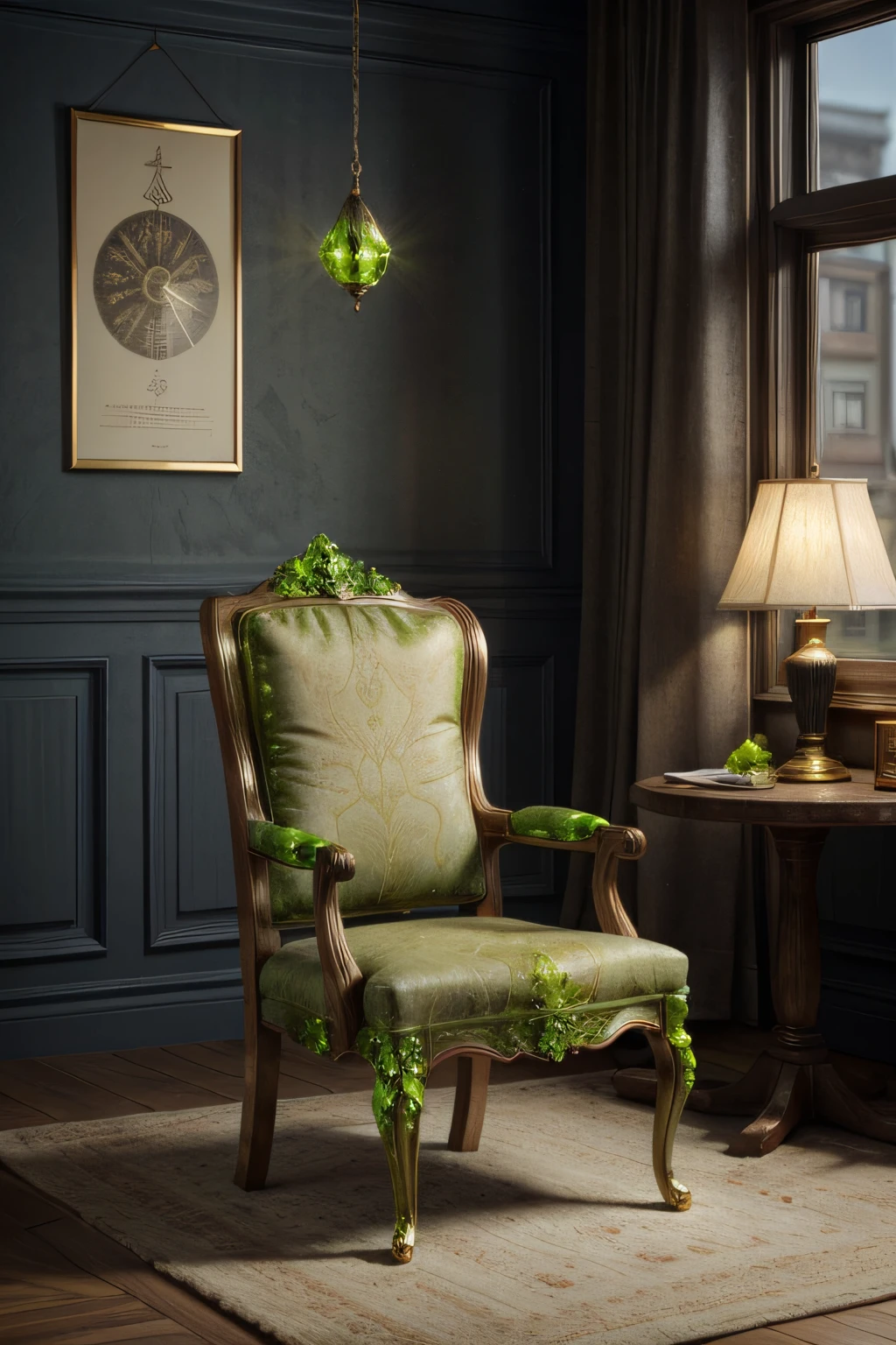 GoldPeridotWorld chair in a cozy living room
