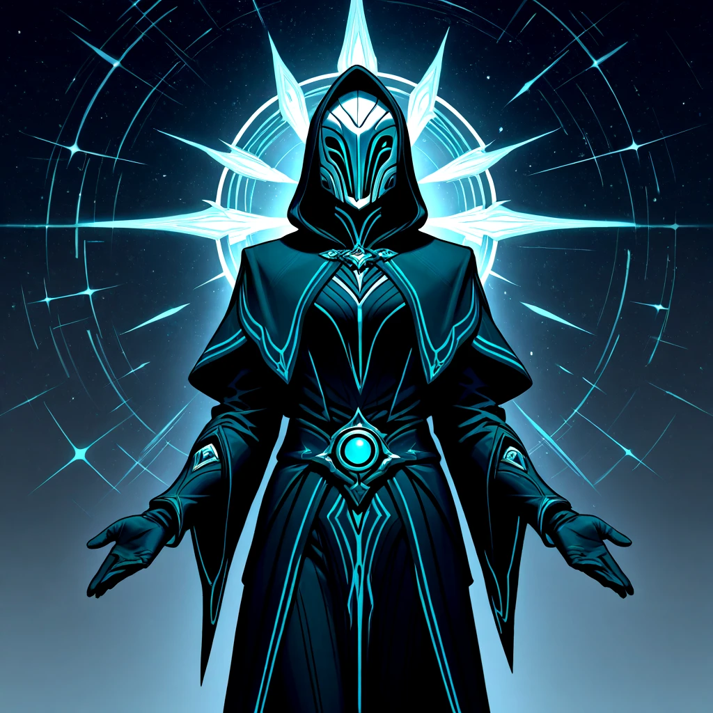 masterpiece, best quality, high quality, detailed, absurdres,  <lora:FantasyWorldIllustrious:.85> , Middle-aged man Warlock The Celestial Drow, suit is designed for functionality and protection, while the bright helmet visor reflects the high-tech