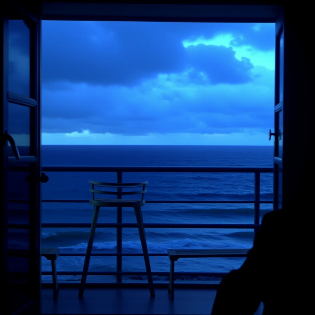 cinematic film still of  <lora:1990's style Dark City v1:0.9>
In 1990's In the 90's  neo-noir science fiction film a view of the ocean from a balcony, monochrome, outdoors, sky, day, water, blue sky, no humans, night, ocean, beach, scenery, blue theme, horizon, horror movie themed, sharp, detailed, epic cinematic photography, artistic, dramatic light, cinematic color style, Kodak film style, dark city style, cloud, traditional media, smoke, shallow depth of field, vignette, highly detailed, high budget, bokeh, cinemascope, moody, epic, gorgeous, film grain, grainy