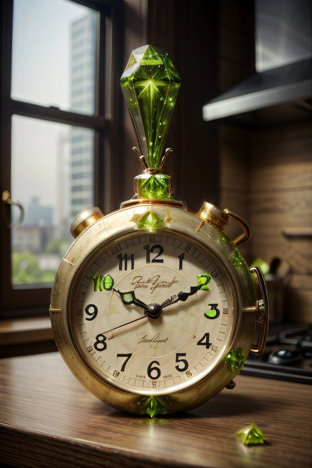 GoldPeridotWorld clock in a kitchen 
