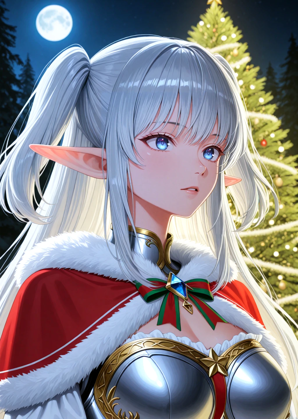 50mm lens
aperture opening of f/4.0
1 girl, beautiful elven maiden:1, silver elven armor:0.8, shoulder portrait, santa capelet, Night, Forest:0.8, Full moon, mana flow, shimmers, psychic energy, intricate details, HDR+, intricate details, Detailed Fluffy Fur, Detailed Hair, hyperdetailed, natural fur texture, detailed skin, hyperrealism, sharp
(hyperrealistic, cinematic light, depth of field)
Christmas, Christmas tree, Christmas lights
BREAK
\\ Made with ONE FOR ALL checkpoint by Chaos Experience @ https://civitai.com/user/ChaosExperience/ \\