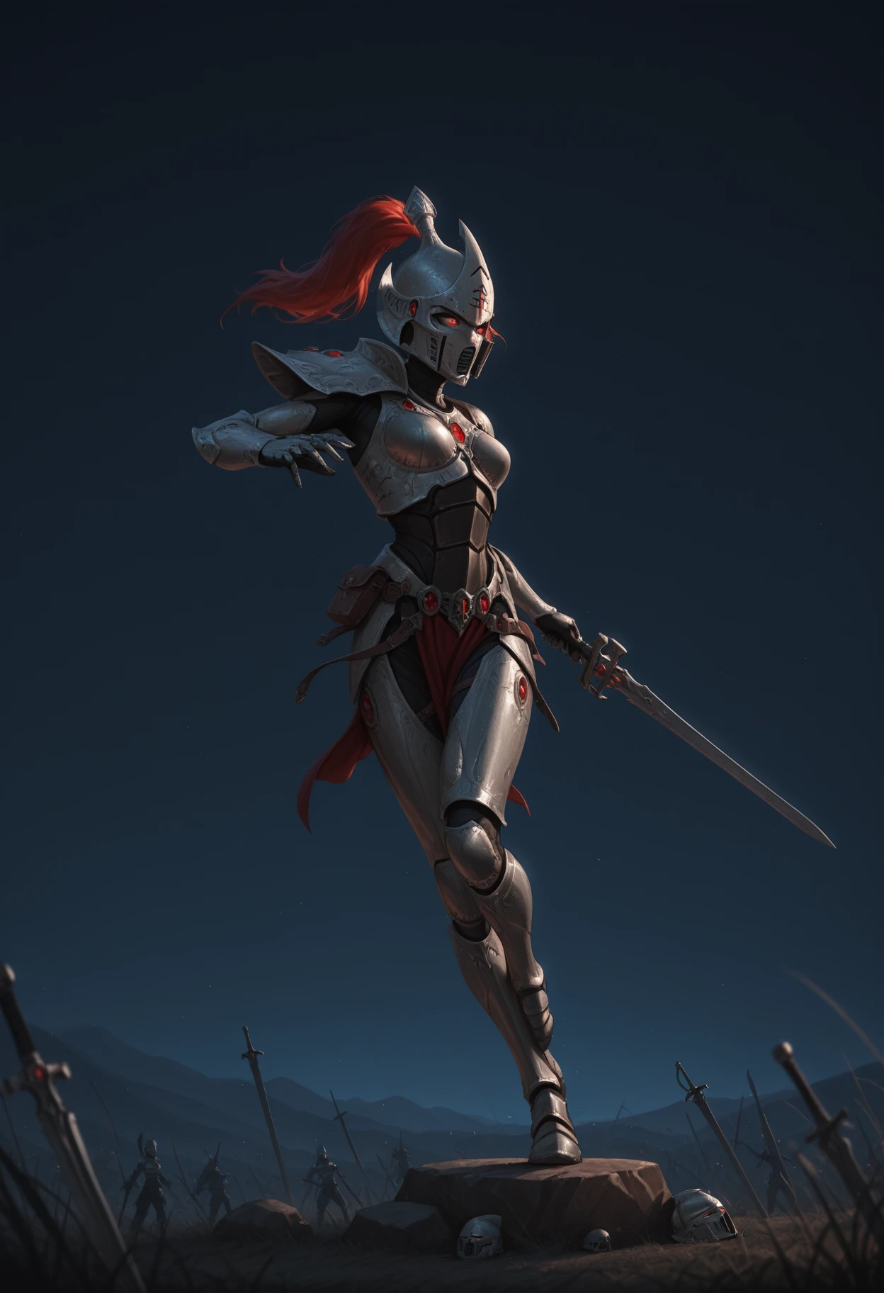 outdoors
1girl, solo, <lora:eldar-il:1> aeldari-il, armor, helmet, sword, dynamic pose, red eyes, glowing eyes, masterpiece, best quality, dark, night, night time, dim lighting