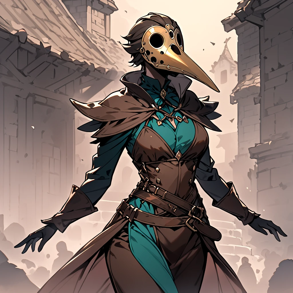 masterpiece, best quality, high quality, detailed, absurdres, <lora:FantasyWorldIllustrious:.90>   Air Genasi Plague Doctor SEMI REALISTTIC , FANTASY OUTFIT ,