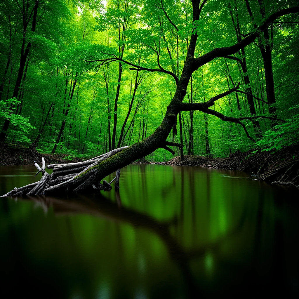 UHD, 4k, ultra detailed, cinematic, a photograph of <lora:Vivid polarizing filter style v1:1>
HDR, Vivid style, Neutral-density filter, In cinematic Polarizing filter photography style a tree that is sitting in the middle of a river, sharp edges, detailed image, kodak polarized film style, contrast:1, darken skies, intense color, high contrast, darken image, contrast color, polarising filter style, Polarizing filter photography style, outdoors, water, tree, no humans, plant, scenery, nature, forest, green theme, moss, roots, monster, underexposed green tree, branch, silk, spider web, epic, beautiful lighting, inpsiring