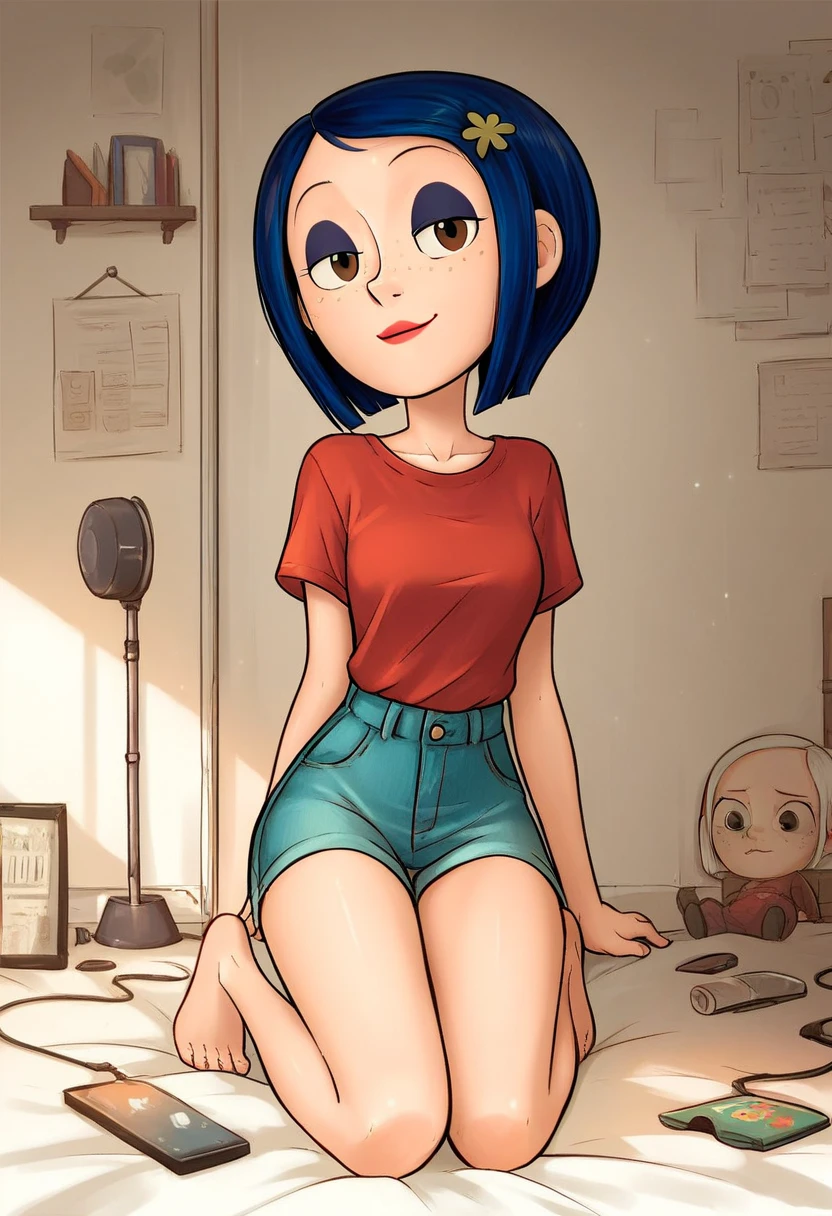 score_9, score_8_up, score_7_up, score_6_up, score_5_up,  1girl, solo, full body,
(source_cartoon),
<lora:Coraline - Garabatoz Style:1>
Coraline_Garabatoz, freckles, brown eyes, blue hair, short hair, hair ornament,
indoors,
<lora:Expressive_H:0.7> Expressiveh,
<lora:add-detail-xl:0.9>