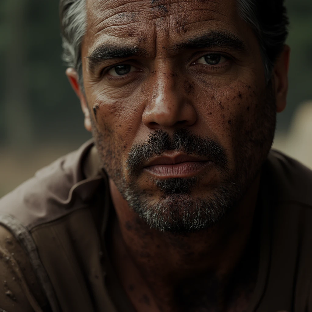 cinematic film still of  <lora:sicario style v1:0.9>
Closeup Alejandro Assassin a man with a beard covered in blood and mud sicario style, shallow depth of field, vignette, highly detailed, high budget, bokeh, cinemascope, moody, epic, gorgeous, film grain, grainy