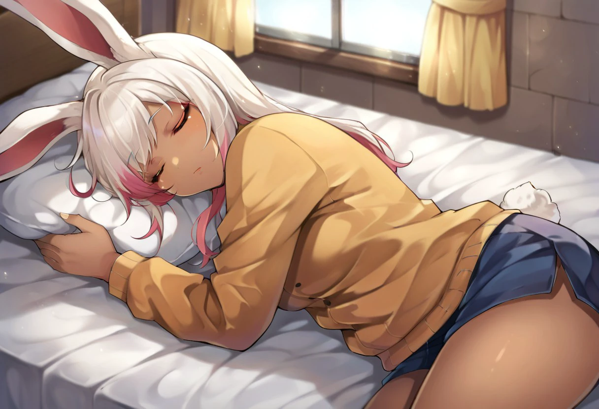 score_9, score_8, score_7, source_anime, gyaru rabbit girl, sleeping