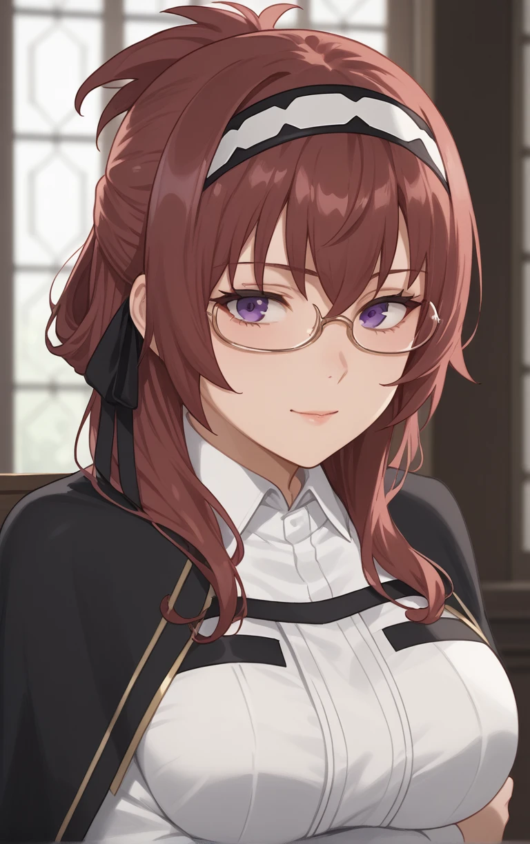 score_9, score_8_up, score_7_up, BREAK 
Capelet_LiliaGreyrat_ownwaifu, 
1girl, folded ponytail, glasses, hair between eyes, hairband, long hair, purple eyes, red hair, semi-rimless eyewear, sidelocks, under-rim eyewear, white hairband, bangs, hair ribbon, breasts,  
black capelet, fur trim,  black dress, capelet, collared shirt, juliet sleeves, long dress, maid, white apron, black ribbon, long sleeves,
(breast lift, grabbing own breast, breast hold), straight-on, indoors, sidelighting, <lora:PONYXL_MushokuTensei_LiliaGreyrat_ownwaifu:0.85>, solo,