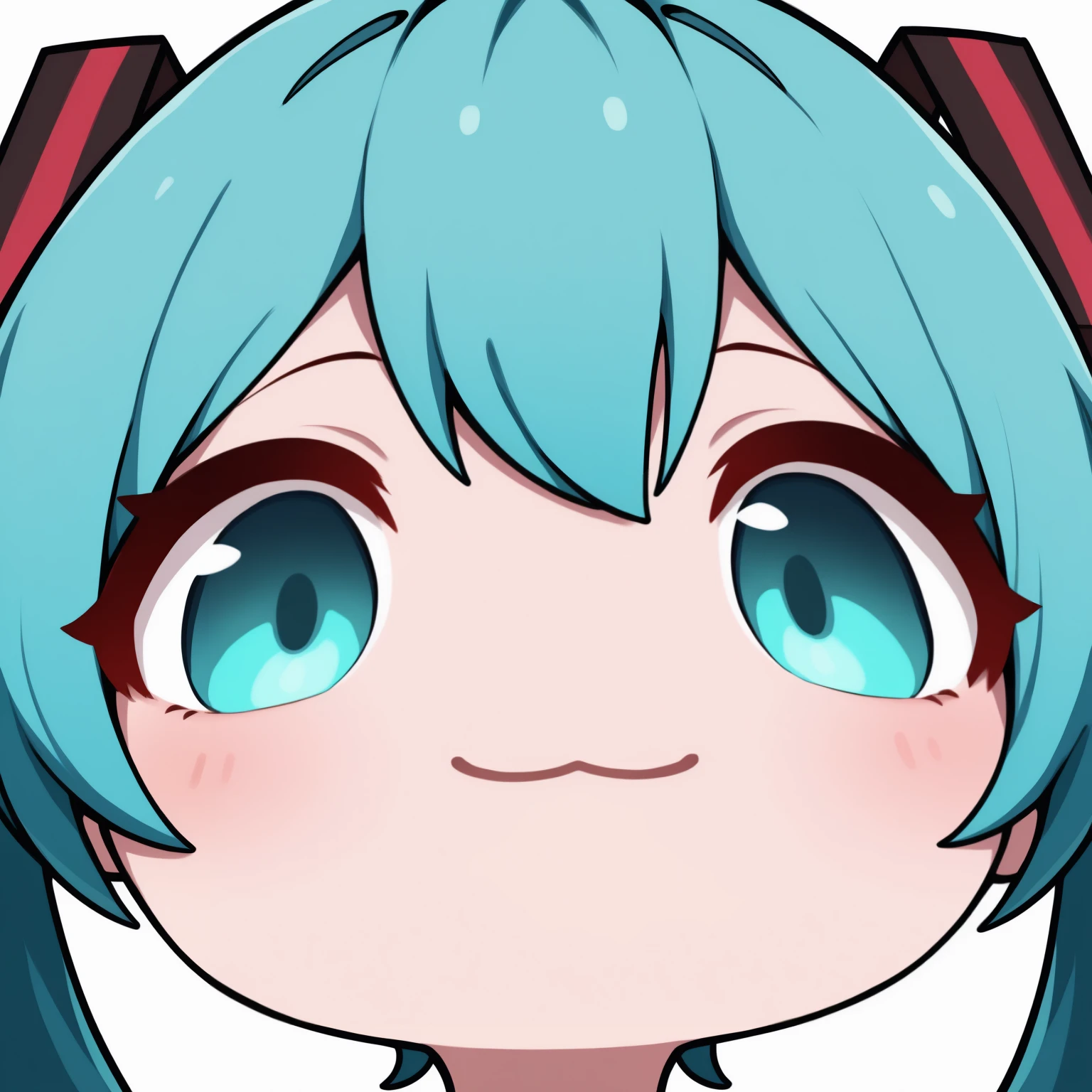 masterpiece, best quality, <break> portrait, close-up, solo, 1girl, hatsune miku, vocaloid, mutsukiface, chibi, smile, :3, closed mouth, aqua hair, twintails, aqua eyes, simple background, white background
<segment:yolo-Anzhc Face seg 640 v2 y8n.pt,0.4,0.5//cid=1>