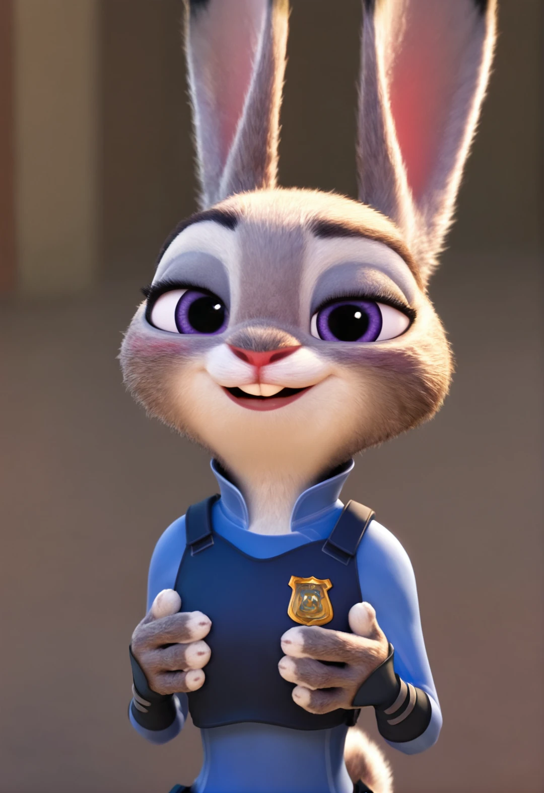 score_9, score_8_up, score_7_up, score_6_up, BREAK
source_cartoon, BunnyJudy, 1girl, police uniform, upper body, looking at viewer, hands on breasts, seductive smile, half closed eyes, blush<lora:judyhopps:0.7>