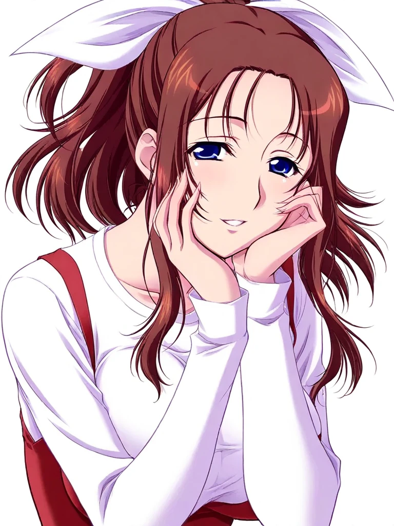 Anime girl with long hair and white shirt posing for a picture - SeaArt AI