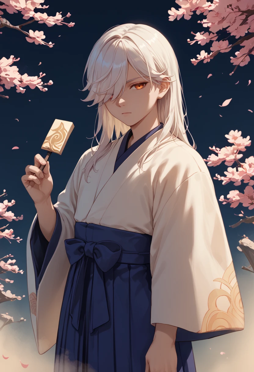 score_9, score_8_up, score_7_up, score_6_up, score_5_up, score_4_up, masterpiece, ultra-detailed, high resolution,

cyno, 1boy, japanese clothes, male focus, hair over one eye, solo, long hair, holding, looking at viewer, hakama, closed mouth, kimono, bangs, wide sleeves, long sleeves, haori, alternate costume, new year