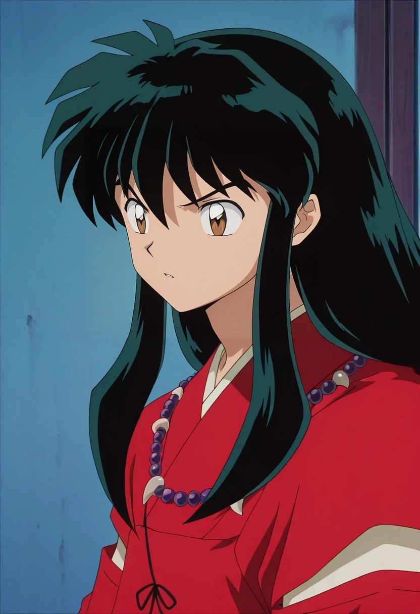 masterpiece, best quality, , anime screencap, , official style, , , 1boy, solo, male focus, <lora:inuyasha_ilxl:0.96>, inuyasha, black hair, brown eyes, long hair, , , red kimono, , ,