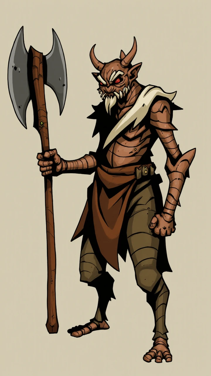 primal, short troll, bandages, facial hair, holding battle axe<lora:Primal_Pixels_-_FLUX:1>