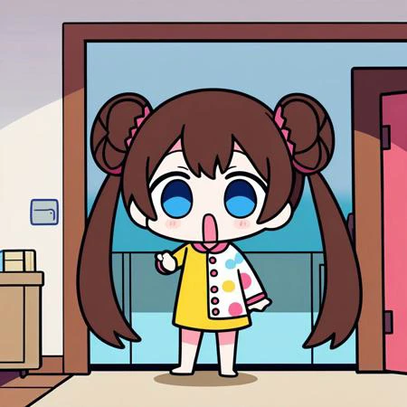 (masterpiece), best quality, expressive eyes, perfect face, a man get transformed into a little 3 years old toddler girl, solo, blushed, open mouth, black hair, long hair, red baseball cap, ecchi, brown eyes, (full body), red shirt, mini skirt, glitch effects, video game , skirt lift, underwear