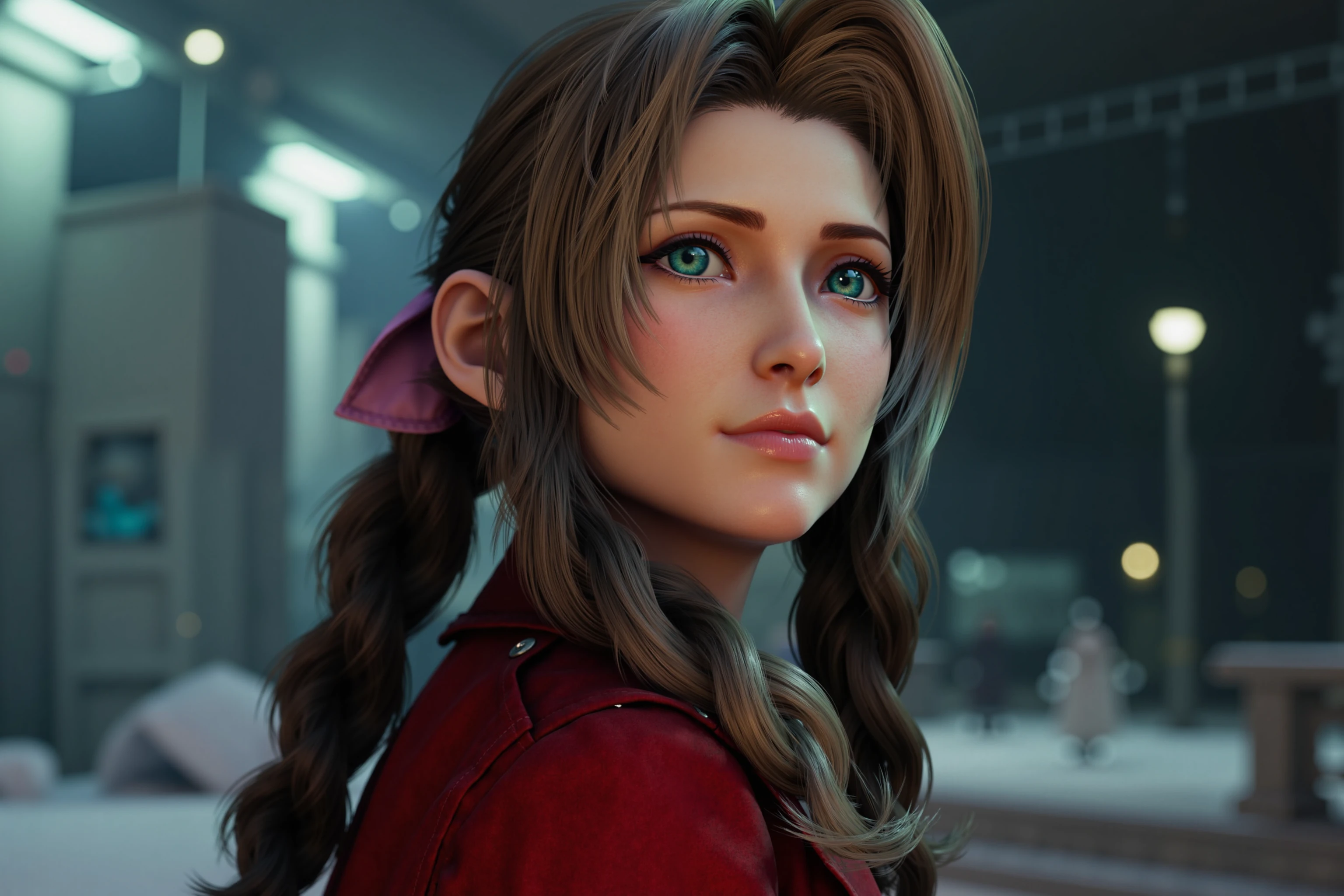 Digital photo of Aerith Gainsborough posing during a high-fashion photoshoot.
The lighting is strong, yet flattering for the model.
The theme of the photoshoot is "Ice Queen", the model's makeup matches this theme., <lora:Aerith Gainsborough:1.0>