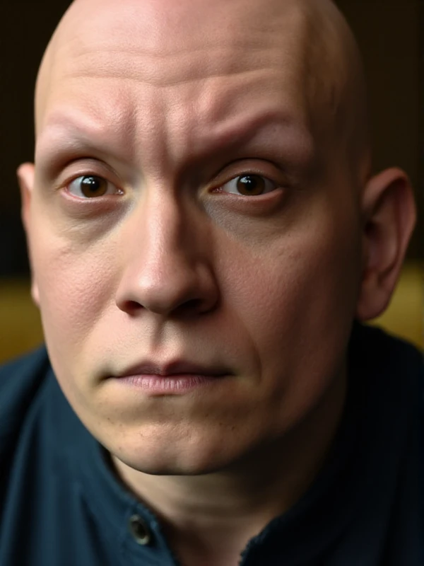 <lora:Noho_Hank:0.9> noho hank, a bald man with a badass attitude. Closeup face portrait. Highly detailed