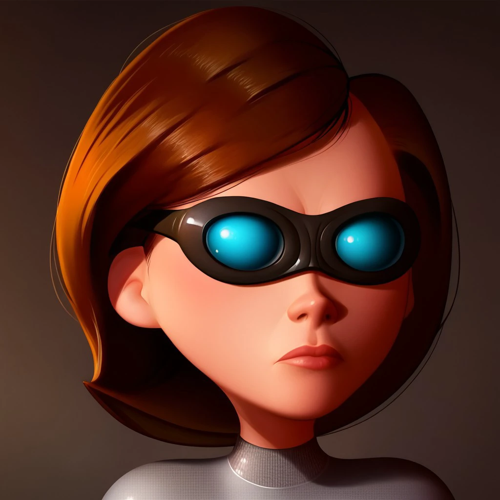 score_9, score_8_up, score_7_up, detailed illustration, realistic, solo,  1girl, facial focus, 
helen parr, 1girl, solo, brown hair, grey bodysuit, lips, hypno-goggles, glowing blue lens, expressionless,