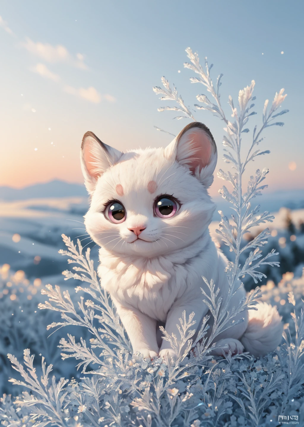 score_9, score_8_up, score_7_up, score_6_up, score_5_up, score_4_up, detailed, cinematic, cute furry moogle playing in a flower-filled valley, abstract landscape background, image framed with frost_glass <lora:Frosted glass_epoch_12:0.65> frost_glass