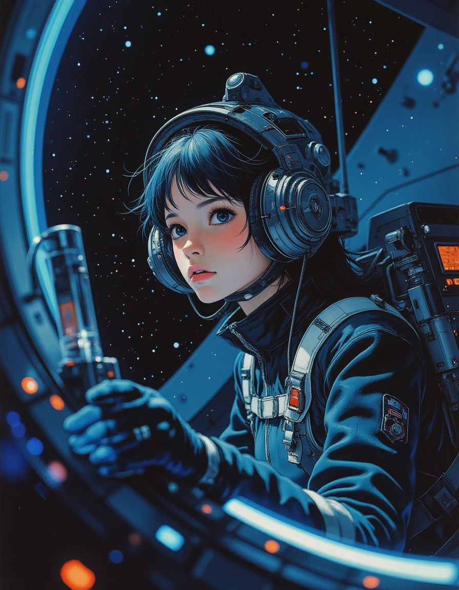 sp4c34n1m3 close up portrait of a futuristic astronomer in a sleek observatory,
<lora:Space_Anime:0.7>