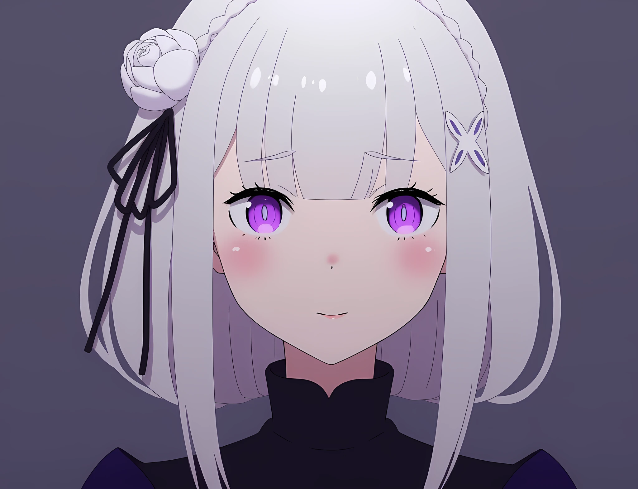 EmiliaFlux, white hair, purple eye, <lora:EmiliaFlux:1>