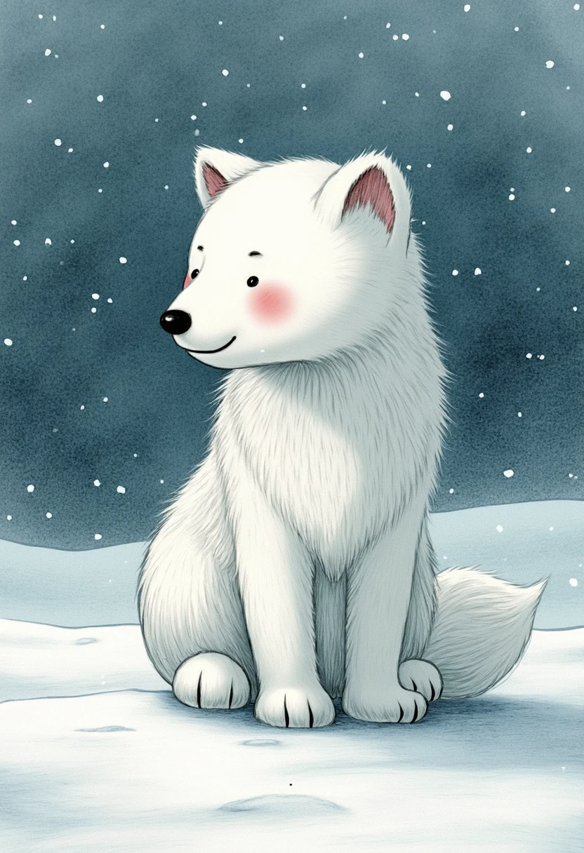 snwmn_style illustration, a arctic fox