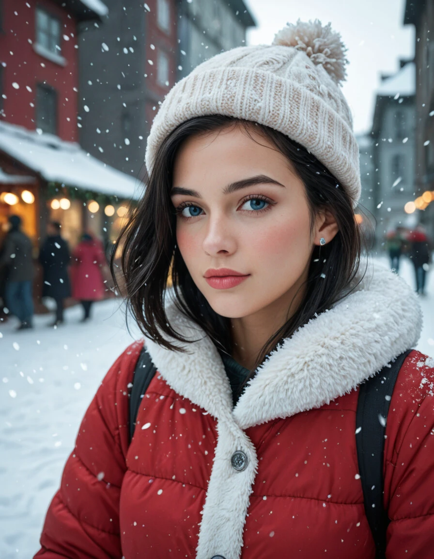 score_9, score_8_up, score_7_up, cinematic film still, beautiful woman, no make up, winter outfit, blush, black hair, head tilt, hair blowing in the wind, arctic circle snow drift, snowing, snowflakes, cold, chill bumps, approaching perfection, dynamic, highly detailed, smooth, sharp focus, intricate details, shallow depth of field, vignette, high budget, bokeh, cinemascope, moody, epic, gorgeous, film grain, grainy