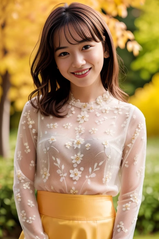 1girl,,(RAW photo, best quality), (realistic, photo-realistic:1.4), masterpiece, an extremely delicate and beautiful, extremely detailed, 2k wallpaper, Amazing, finely detail, extremely detailed CG unity 8k wallpaper, ultra-detailed, highres, soft light, beautiful detailed girl, extremely detailed eyes and face, beautiful detailed nose, beautiful detailed eyes,cinematic lighting,perfect anatomy,
(at a park), (autumn scenery),(golden gingko leaves in the background), Tokyo university, (bokeh)
(wearing blouse) (long skirt)
(free poses)
(smiling)
<lora:naganomeiV2_lora:0.8> <lora:chest size:-1>