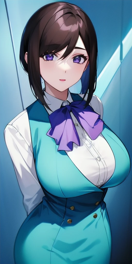 <lora:LinnaYamazakiV3:0.7> linna_yamazaki, huge_breasts, standing, solo, starry_sky, arms_behind_back, white_collared_shirt_purple_ascot_aqua_pencil_skirt_aqua_vest, masterpiece, best_quality, detailed_face, detailed_eyes, highres, beautiful, detailed, absurdres,