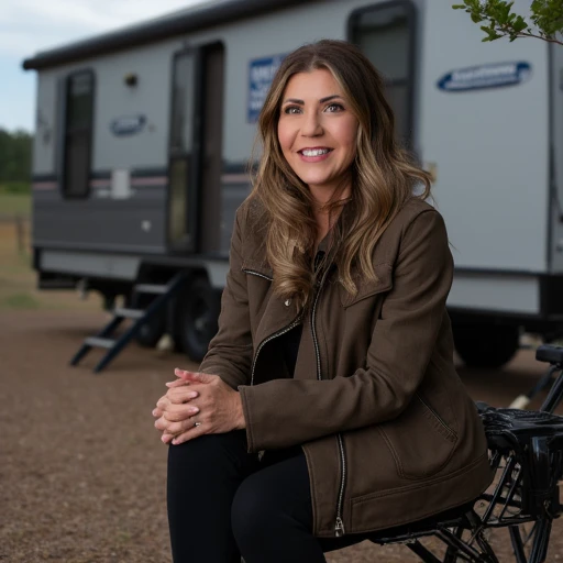 Puppy_Kill3r woman sitting in front of her trailer